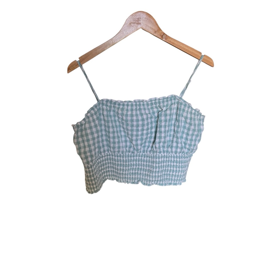 American Eagle Outfitters Blue and White Smocked Camisole